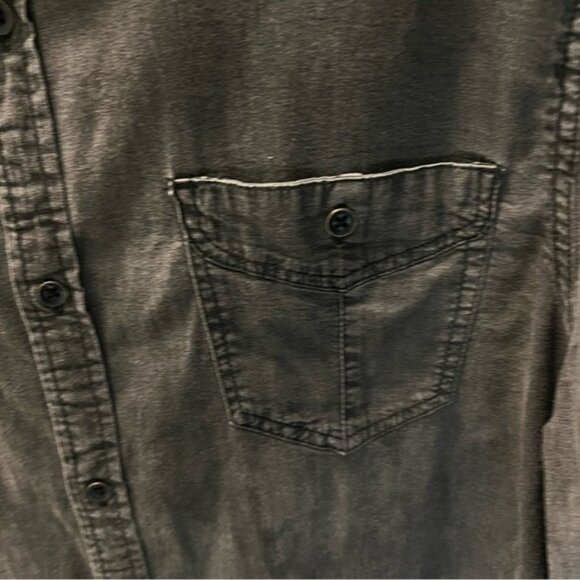 BUFFALO by David Bitton Black Grey Denim Slim Stretch Long Sleeve Shirt Size Med - Picture 3 of 5